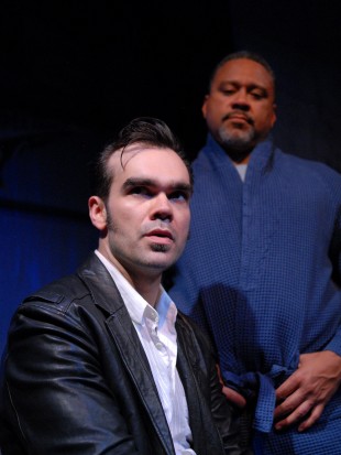PRESS (L. to. R.): James Barry and Guiesseppe Jones in CTC's 2013 production of ARMS ON FIRE. Photo by Rick Teller.