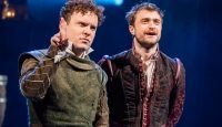Joshua McGuire and Daniel Radcliffe in Rosencrantz and Guildenstern Are Dead at the Old Vic. Photo:Tristram Kenton